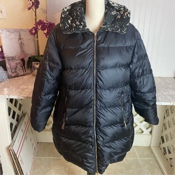 Moncler colliers reversible solid/printed puffer coat jacket hooded authentic - Picture 14 of 16